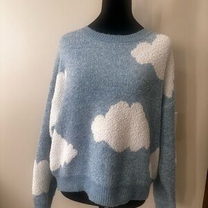 Sky Blue and White Cloud Sweater